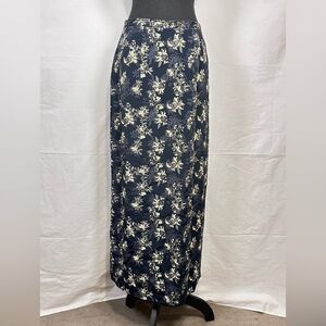 Hunt Club Navy and Cream Floral Maxi Skirt